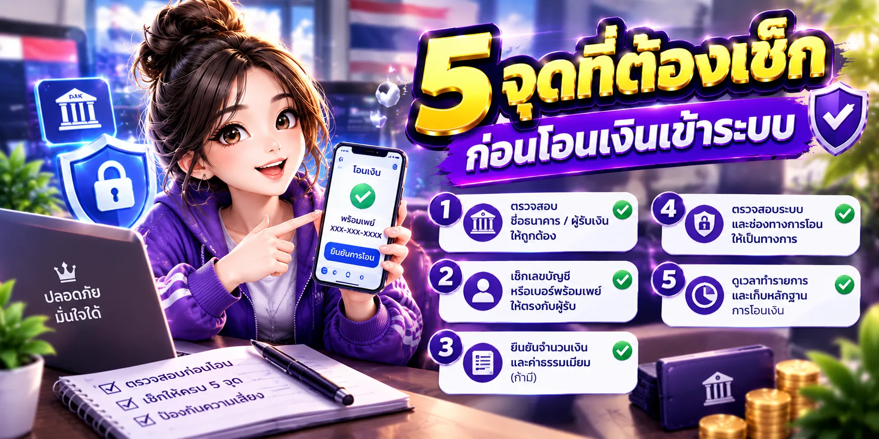 เช็กลิสต์ 5 จุดก่อนโอนเงินเข้าเว็บหวย <b>โชคเจริญ</b>