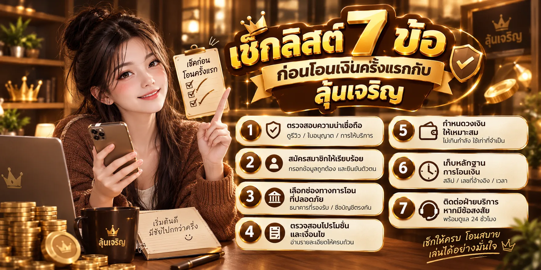 เช็กลิสต์ 7 ข้อก่อนโอนเงินเข้าเว็บหวย ลุ้นเจริญ